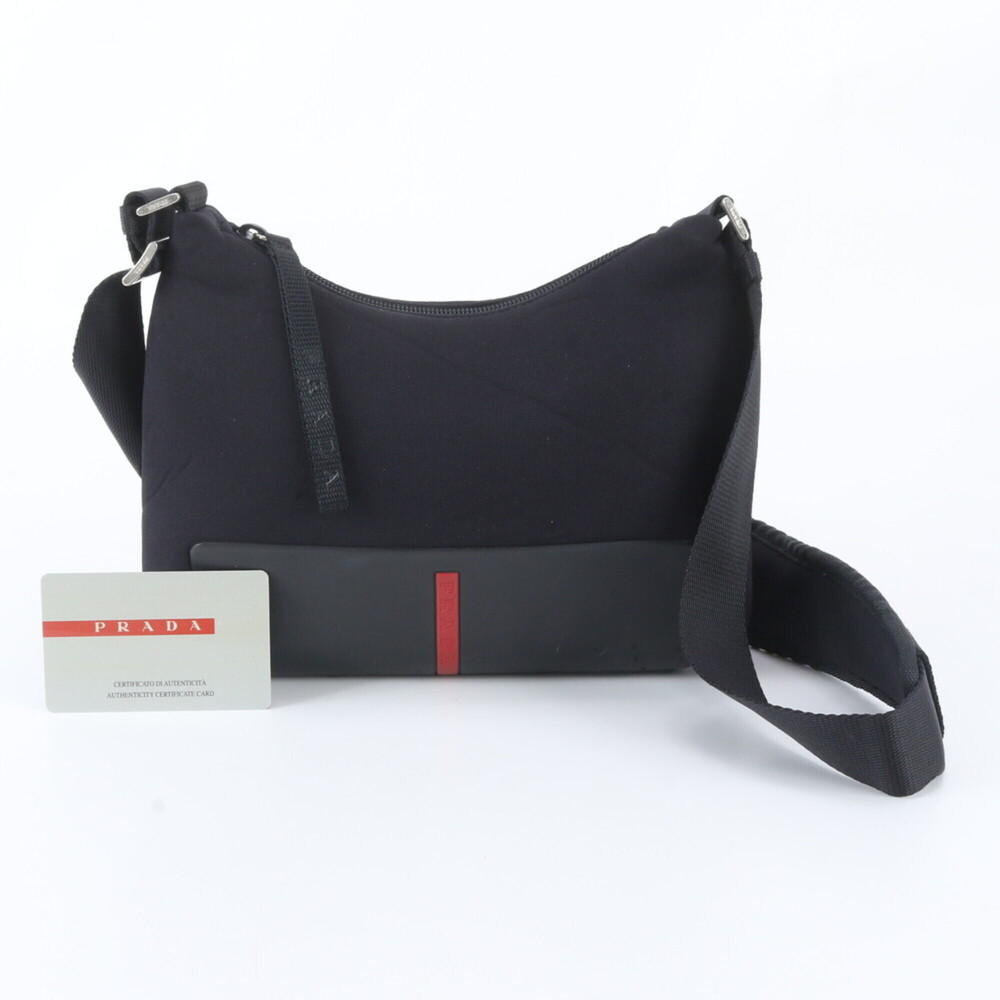 Pradasports Prada Sport B9584 Leather Nylon Shoulder Bag with Guarantee, Blac...